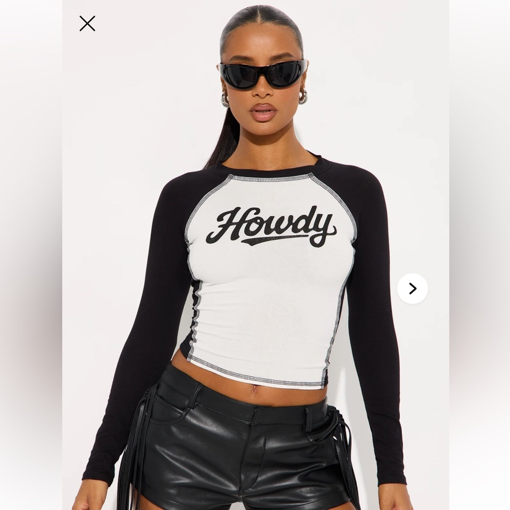 Howdy Long Sleeve Tee - Black/White